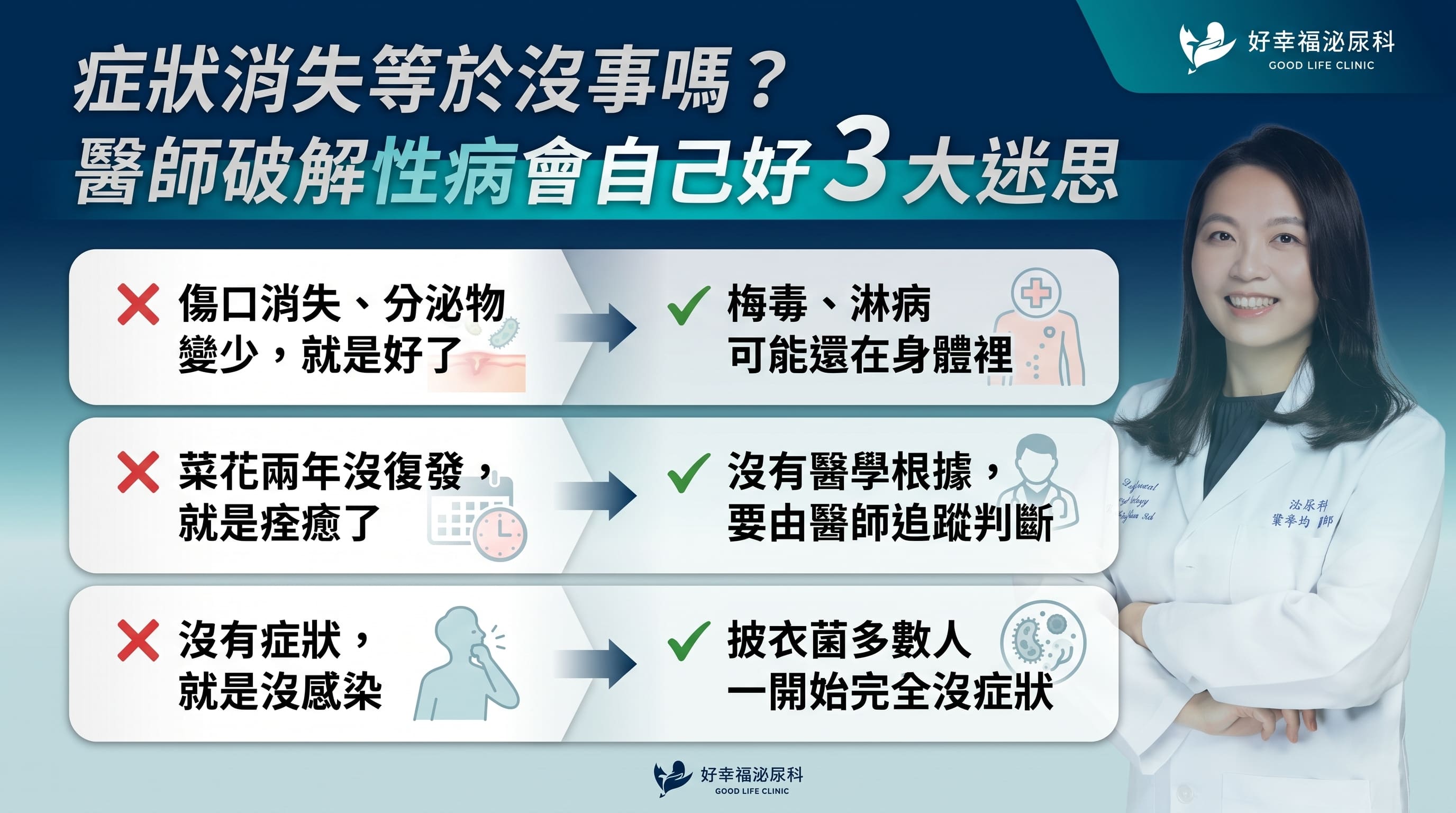 症狀消失等於沒事嗎？醫師破解性病會自己好 3 大迷思